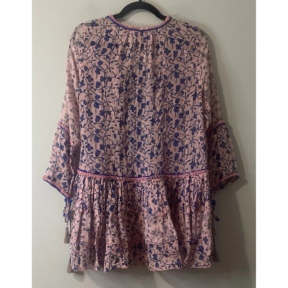 POUPETTE ST BARTH Tunic Top Size XS Pink Ruffle Bohemian Boho Chic Beach Coverup - Picture 5 of 12